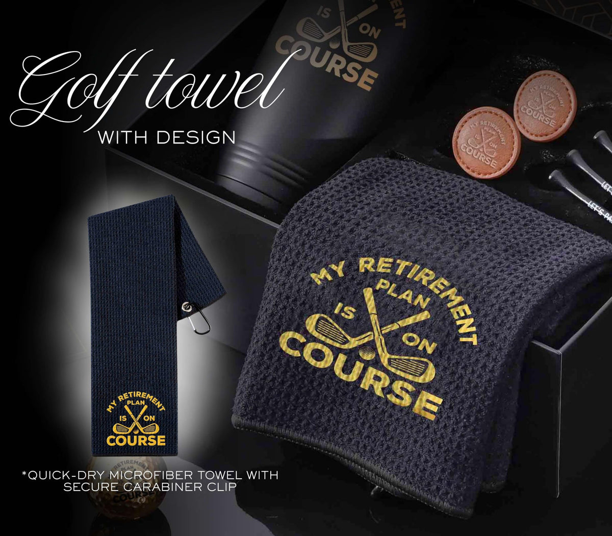 CybGene retirement gift set wooden tees laser-engraved for playful on-course moments.