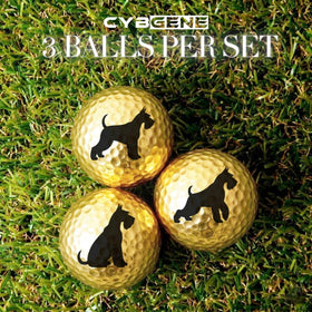 CybGene Schnauzer golf ball set design-b easy to spot on turf.