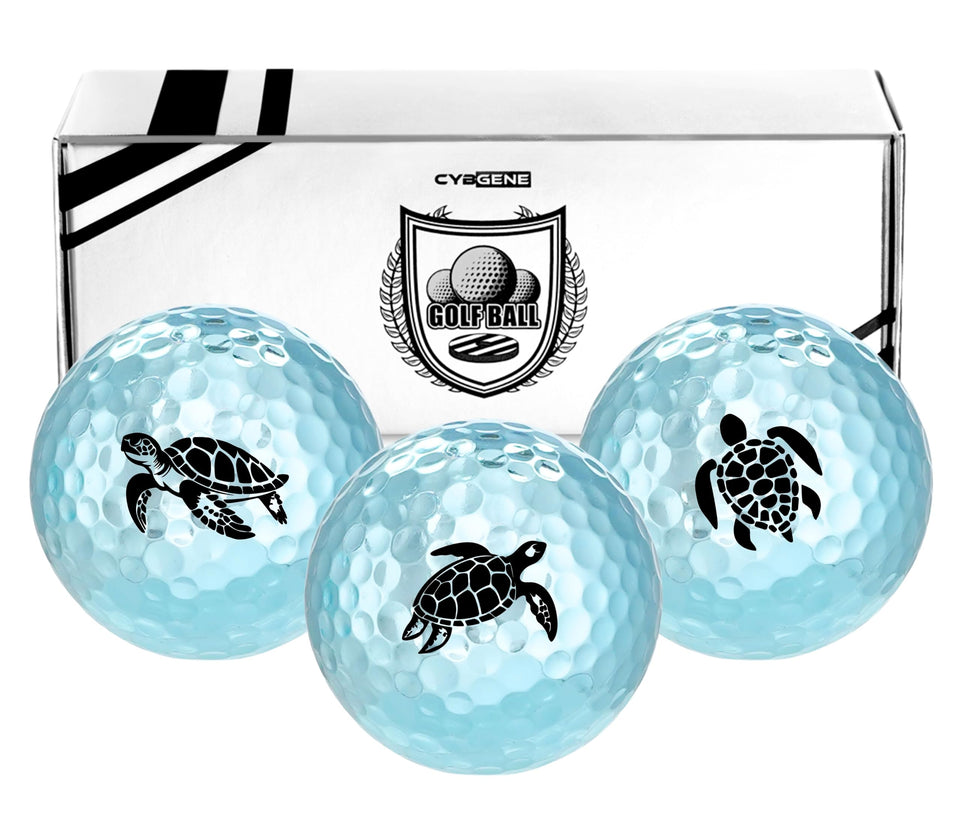 CybGene Sea Turtle golf balls blue with varied designs for distinctive play