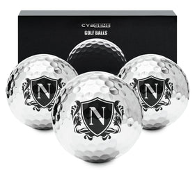 CybGene silver golf ball front design highlights premium style on the course.