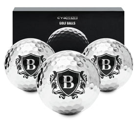 CybGene silver golf balls closeup design with radiant finish for premium on-course style