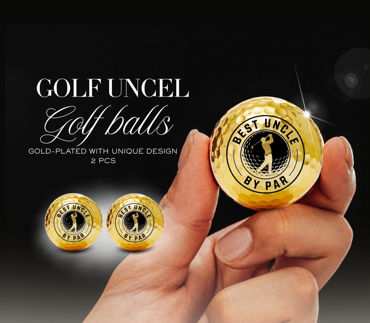 CybGene golf balls with gold accents for brightness and durability.