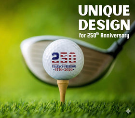 CybGene USA flag golf balls closeup showing fade-resistant prints