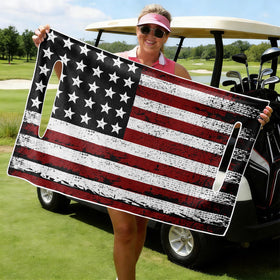 Cylanta American flag cover fits a 2-seat cart, enhancing comfort and seat protection.