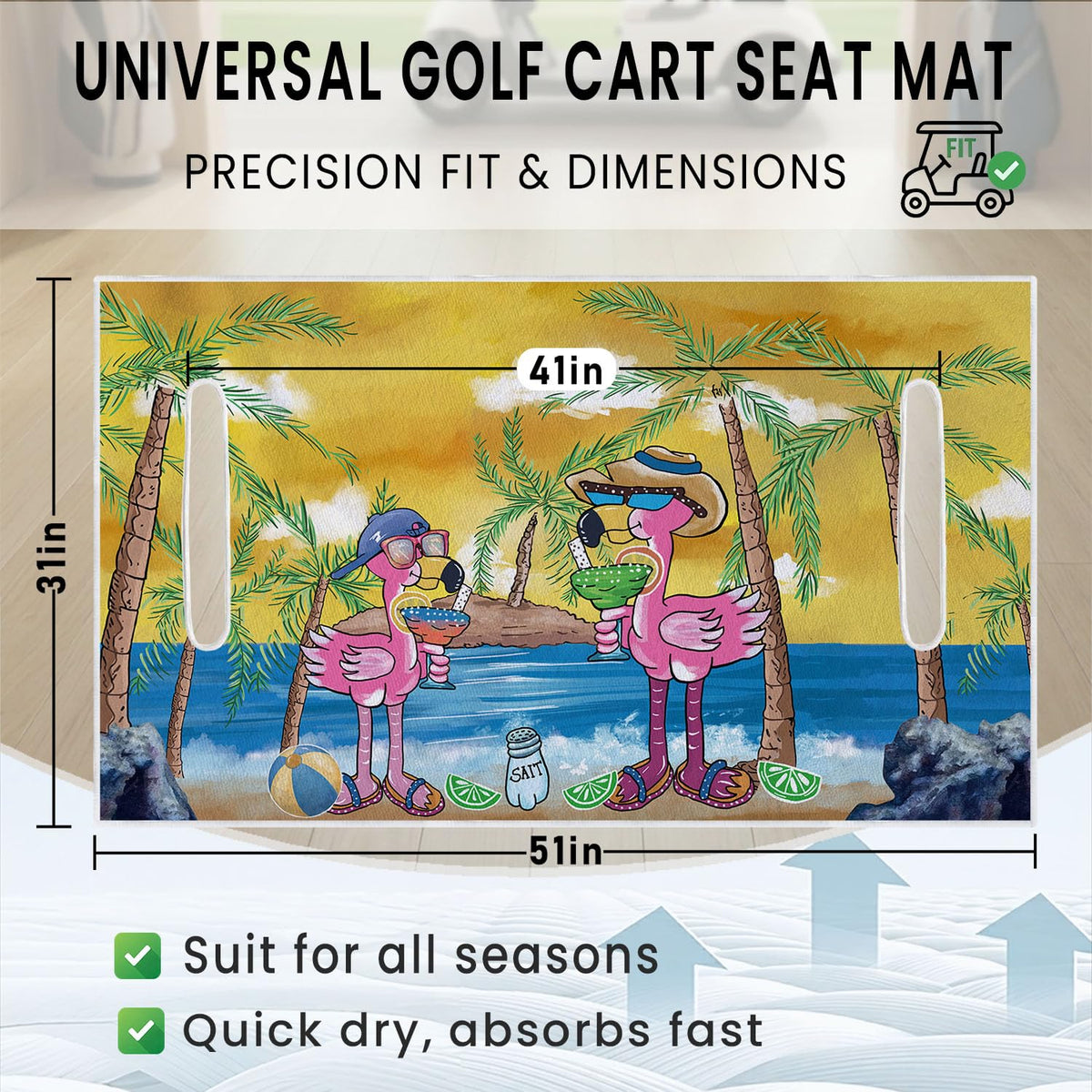 Cylanta anti-slip microfiber seat cover with velvety texture on a cart seat
