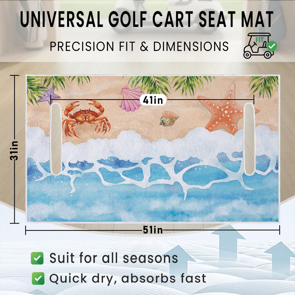 Cylanta easy install golf cart seat cover fitting armrest openings without tools
