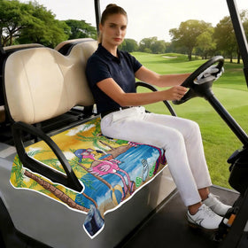 Cylanta easy-install flamingo seat cover demonstrated without tools