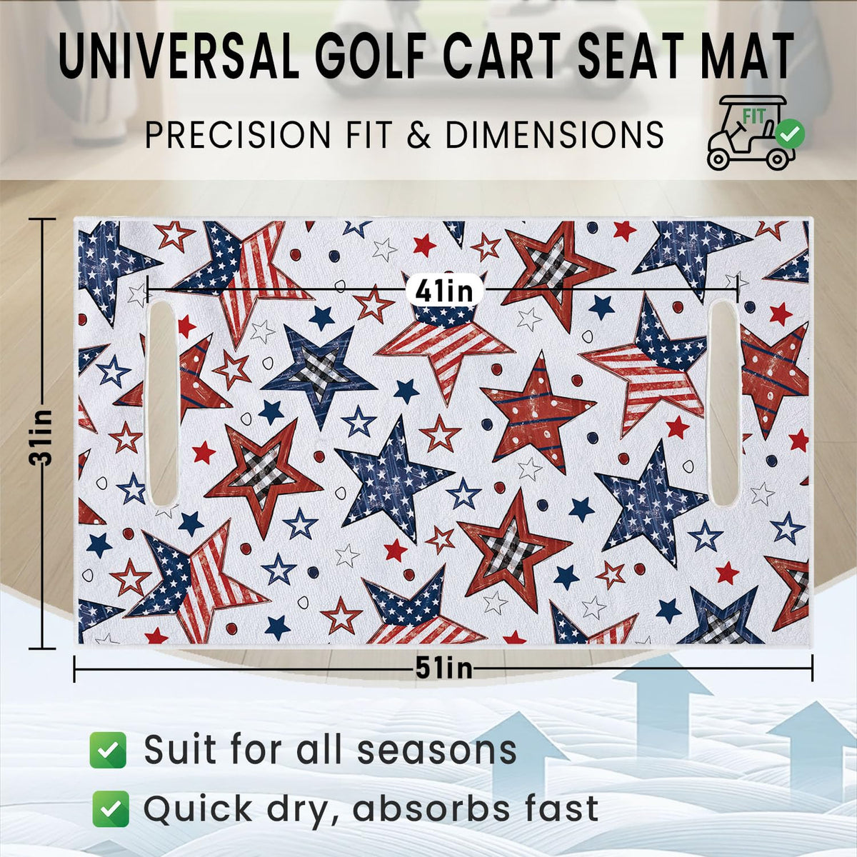Cylanta seat cover demonstrating tool-free installation via armrest openings.
