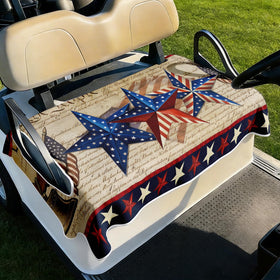 Cylanta Fourth of July flag golf cart seat cover to enhance style and protection.