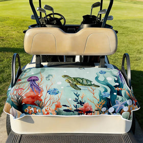 Cylanta gift-ready marine-life seat cover enhances tee times.