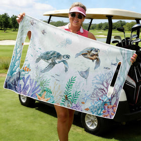 Cylanta Marine Life seat cover with coral reef motif keeps seats dry and stylish.