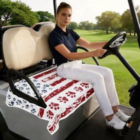 Cylanta seat cover protecting golf cart seats from sun, dirt, and wear.