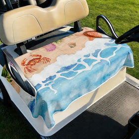 Cylanta summer beach golf cart seat cover with crab and starfish design for comfortable rides