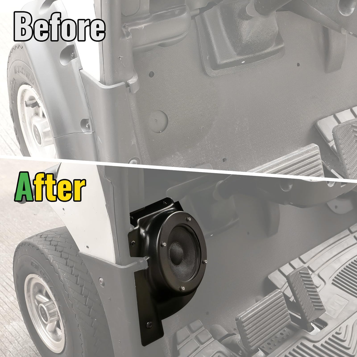 CYOOYC front kick-panel mount for EZGO RXV with 6.5-inch speaker fit