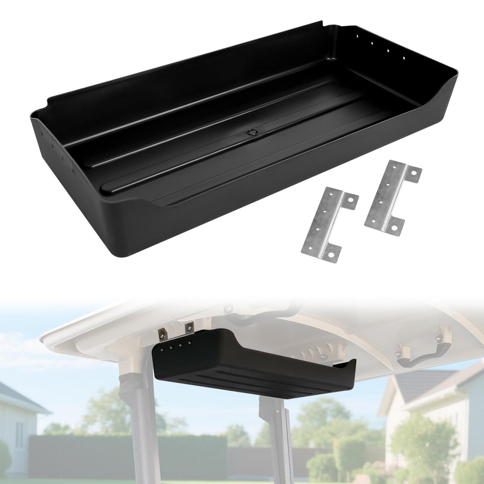 CYOOYC front overhead storage tray mounted on Yamaha Drive2 G29 roof for clutter-free rides.