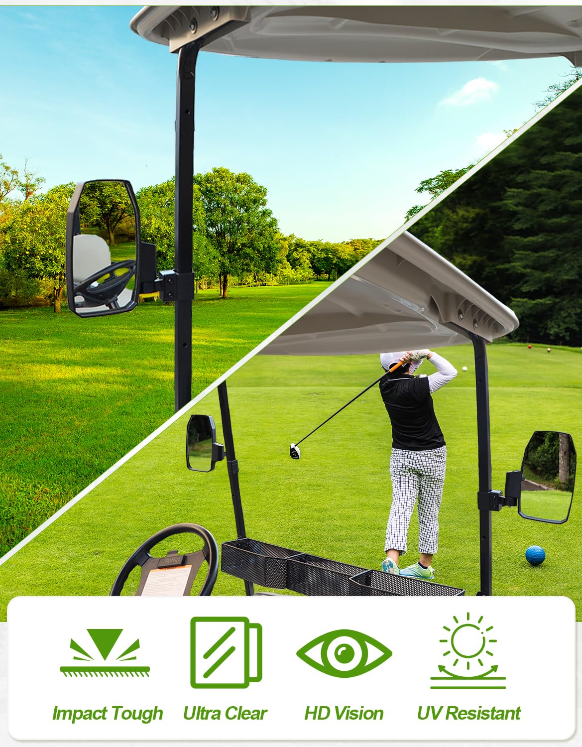 CYOOYC rearview mirror enhances trail and parking visibility for easier maneuvering.