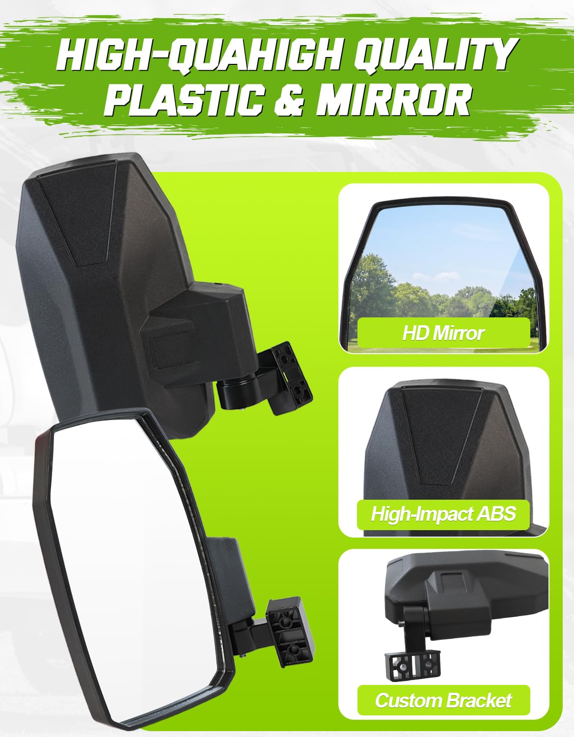 CYOOYC shatterproof HD glass provides clear rear visibility for safety.