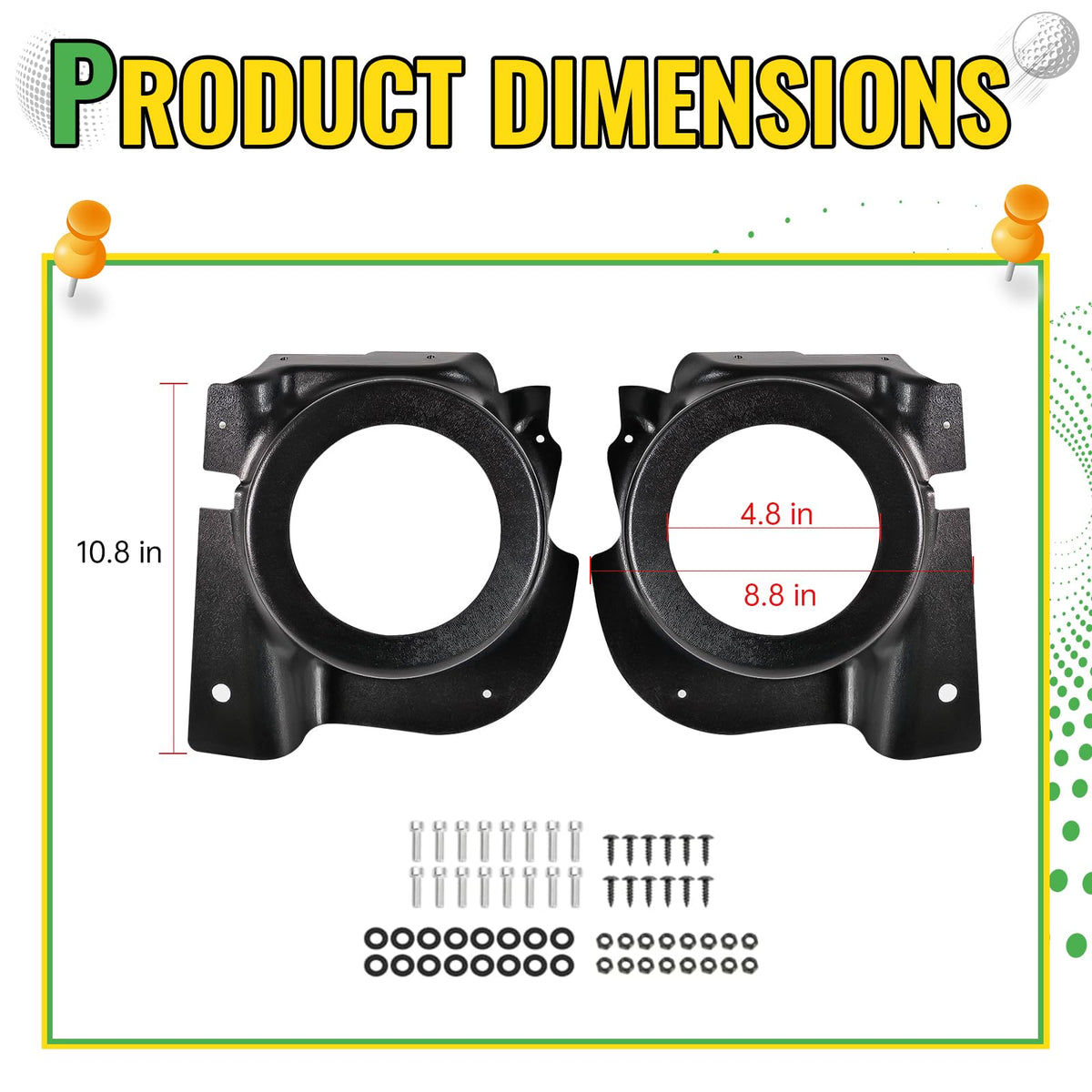 CYOOYC two-pack under-dash speaker pods with included hardware for quick install