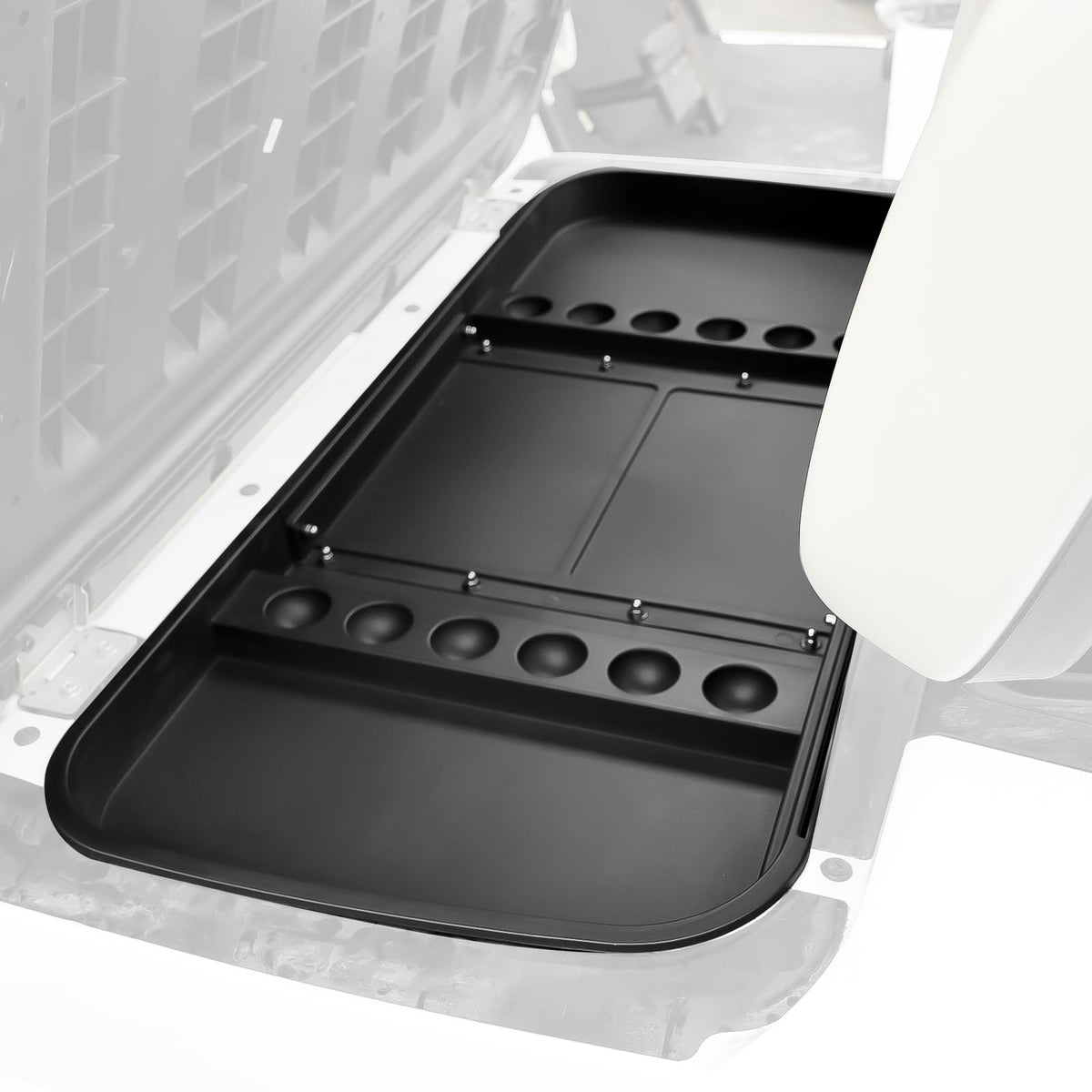 CYOOYC under-seat storage tray under Yamaha G29 for organized tees and keys.