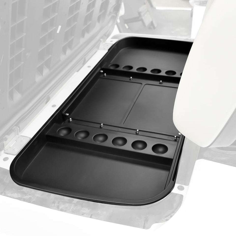 CYOOYC under-seat storage tray under Yamaha G29 for organized tees and keys.