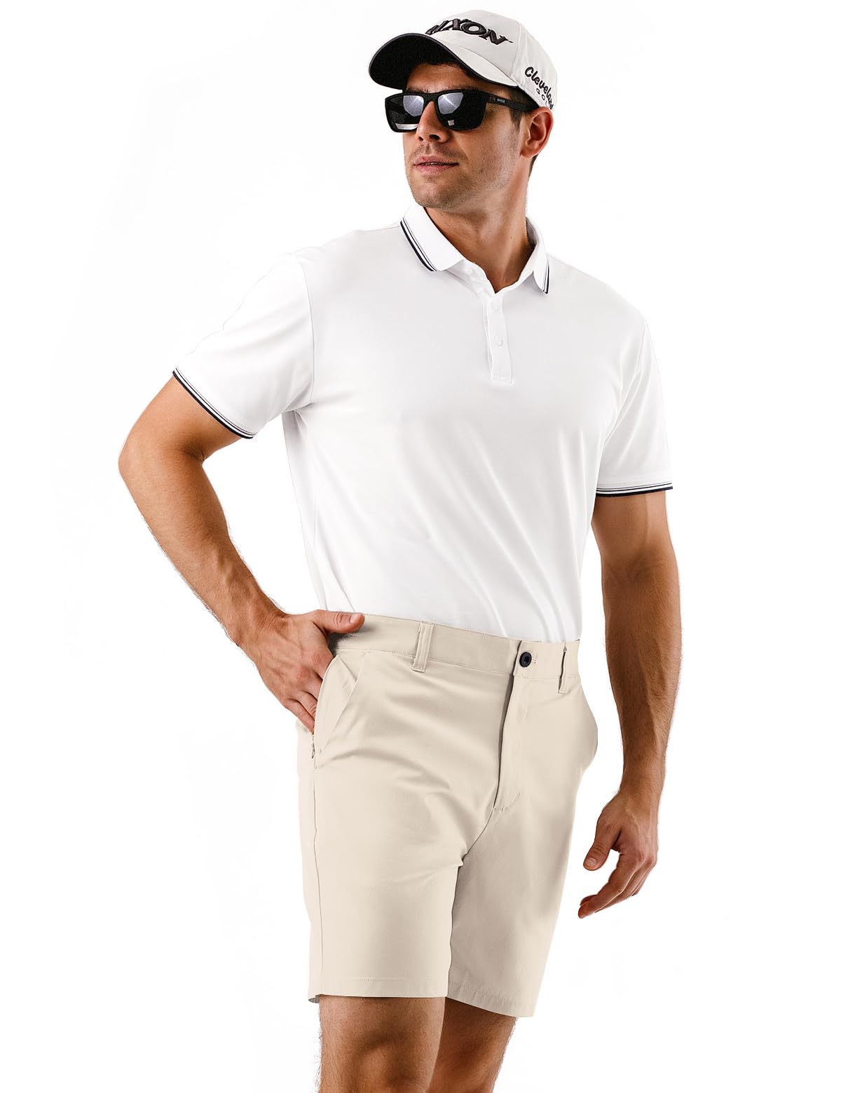 Dababell men's shorts feature breathable stretch fabric during swing.