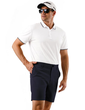 Dababell men's golf shorts on course action over greens showing breathable stretch