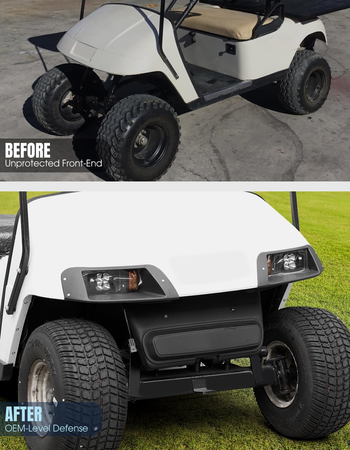 Dacalo polypropylene front shield close-up showing durability and impact resistance.