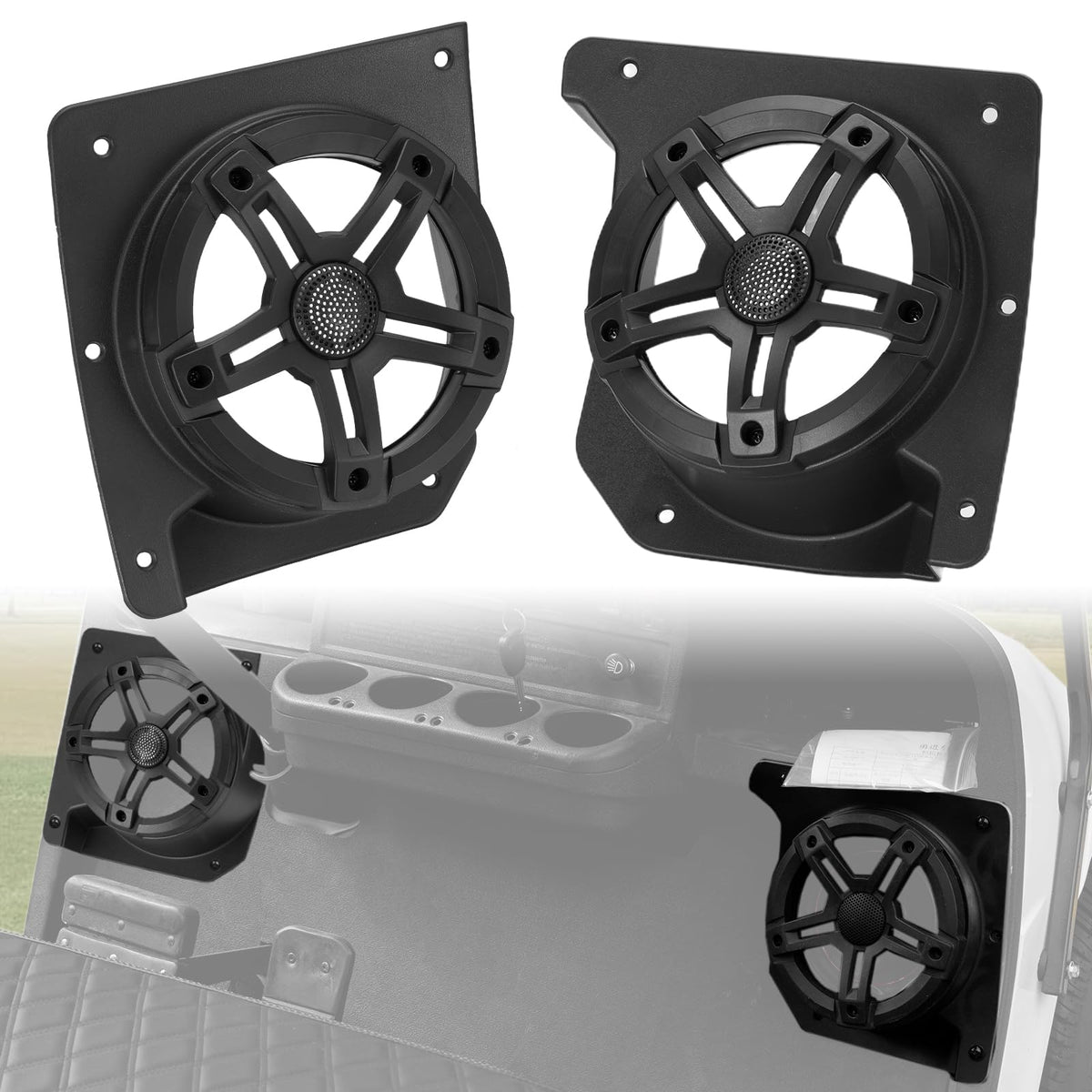 Dacalo under-dash kick speaker pod bracket installed for EZ-GO TXT 1994+ delivers a clean factory look.