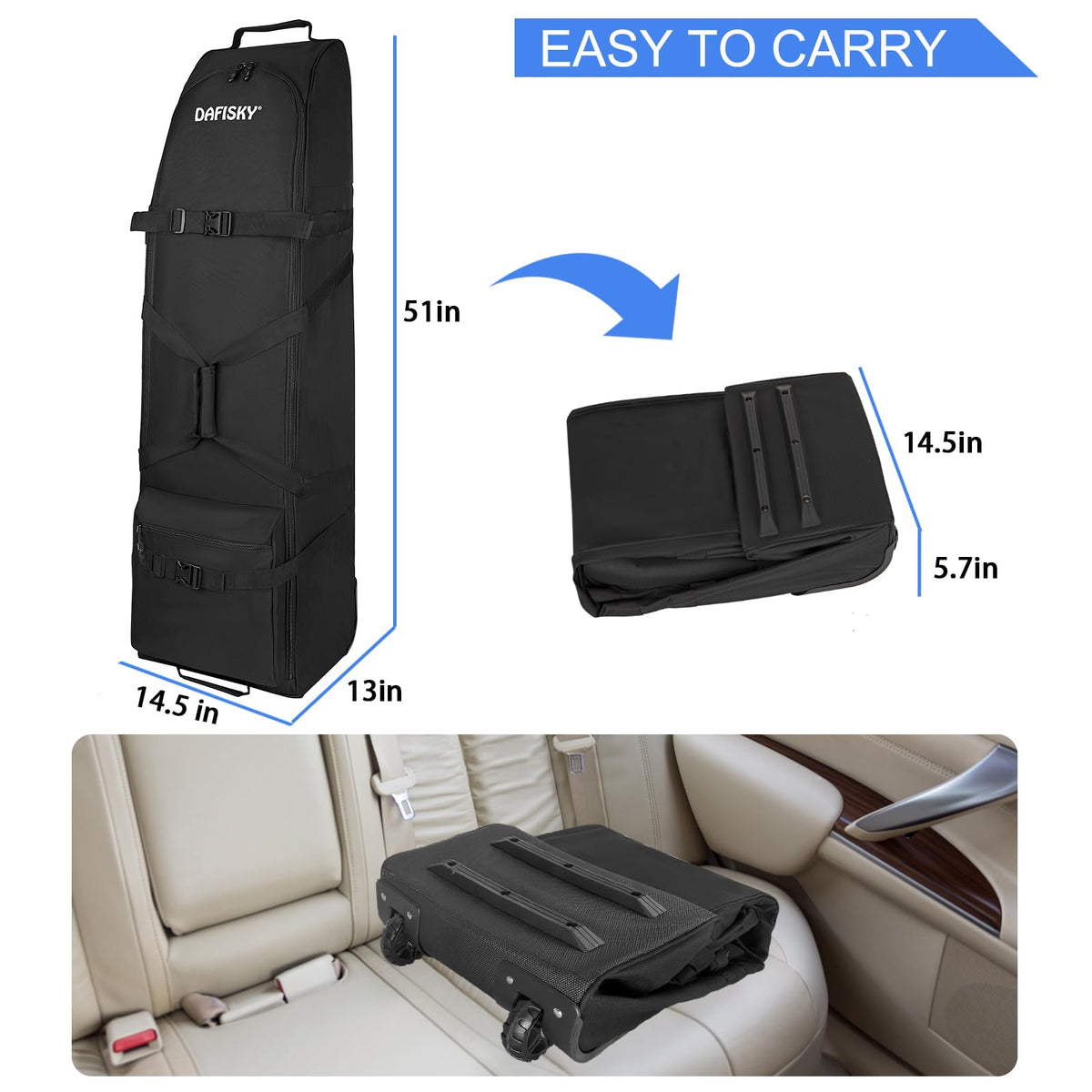 DAFISKY golf bag interior showing padded club protection
