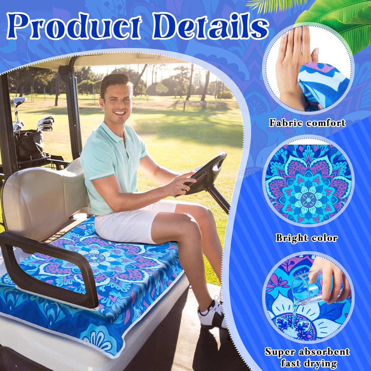 DaisyInner seat cover 51x31 inches provides full-seat coverage for many carts