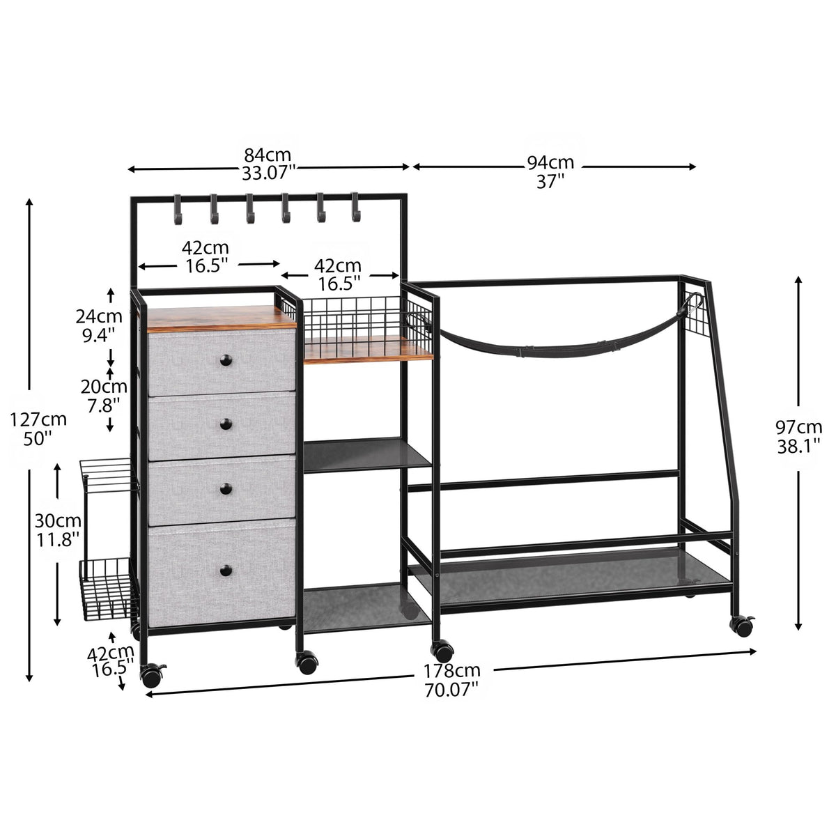 DALEMHOME extra-large 70-inch storage showing ample space for golf gear