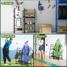 DAOUTIME golf bag rack garage corner setup saves space