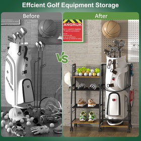 DAOUTIME golf bag rack retractable strap shelf in use
