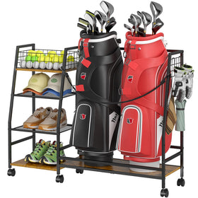 DAOUTIME golf bag storage rack top view for spacious garage organization
