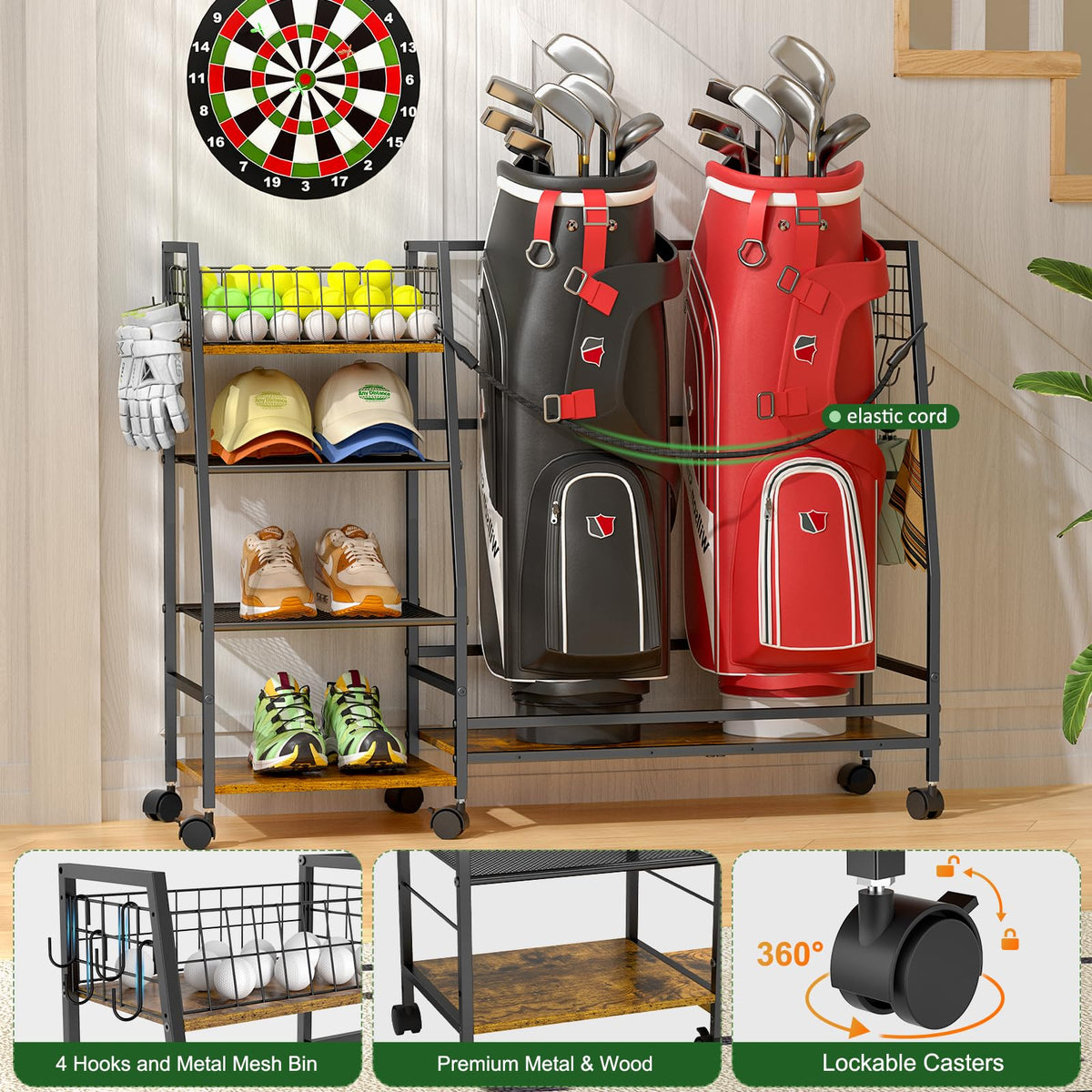 DAOUTIME shelves for shoes hats gloves provide organized golf gear