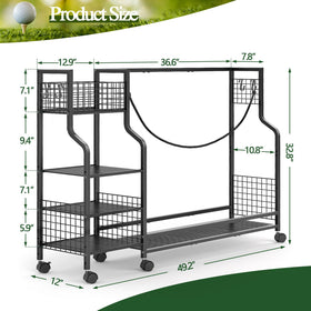 DAOUTIME durable stand supports three golf bags with sturdy construction.