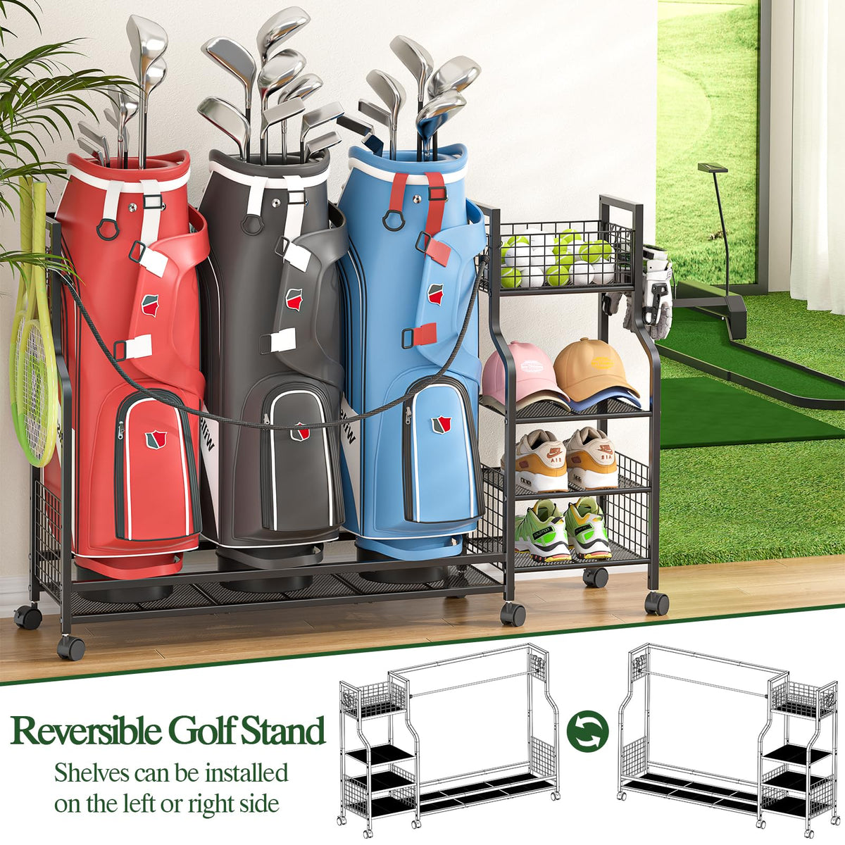 DAOUTIME side storage rack with four layers for shoes and gear.