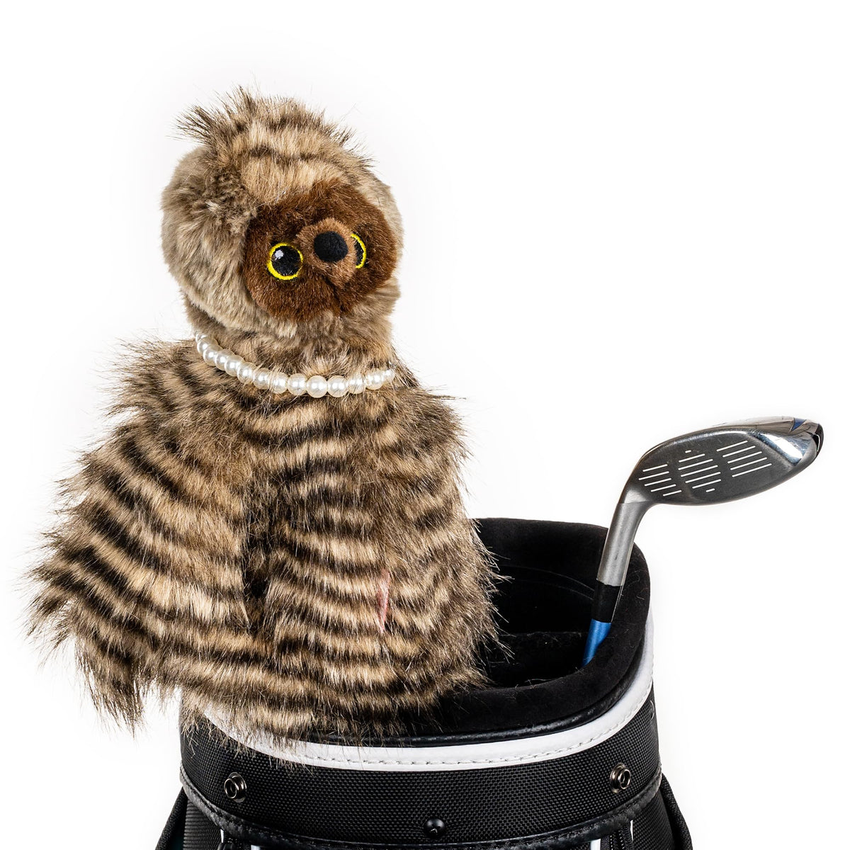 Daphne's Owl Hybrid Headcover on a club, showcasing a secure fit and playful design.