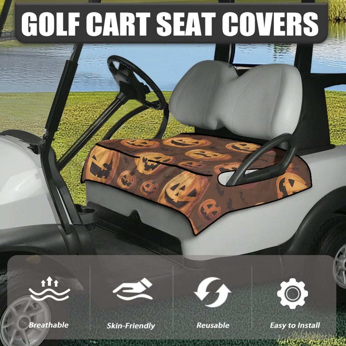 Darisoco universal 2-person fit seat cover works on Club Car and similar carts.