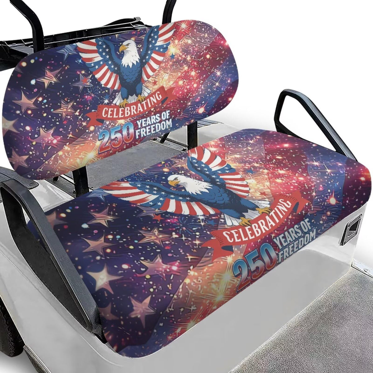 Darisoco 250th anniversary American flag seat cover enhances style and seat protection.
