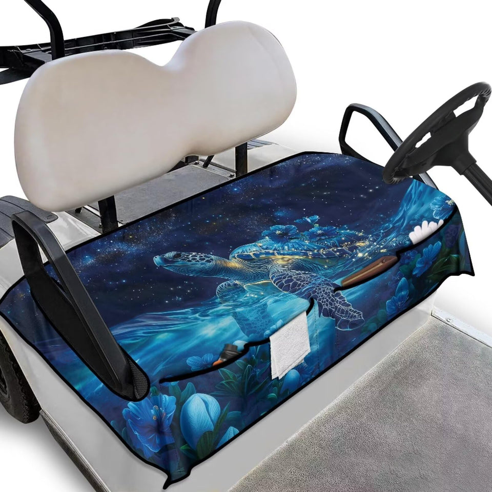 Darisoco blue sea turtle galaxy seat cover protects golf cart seats with style