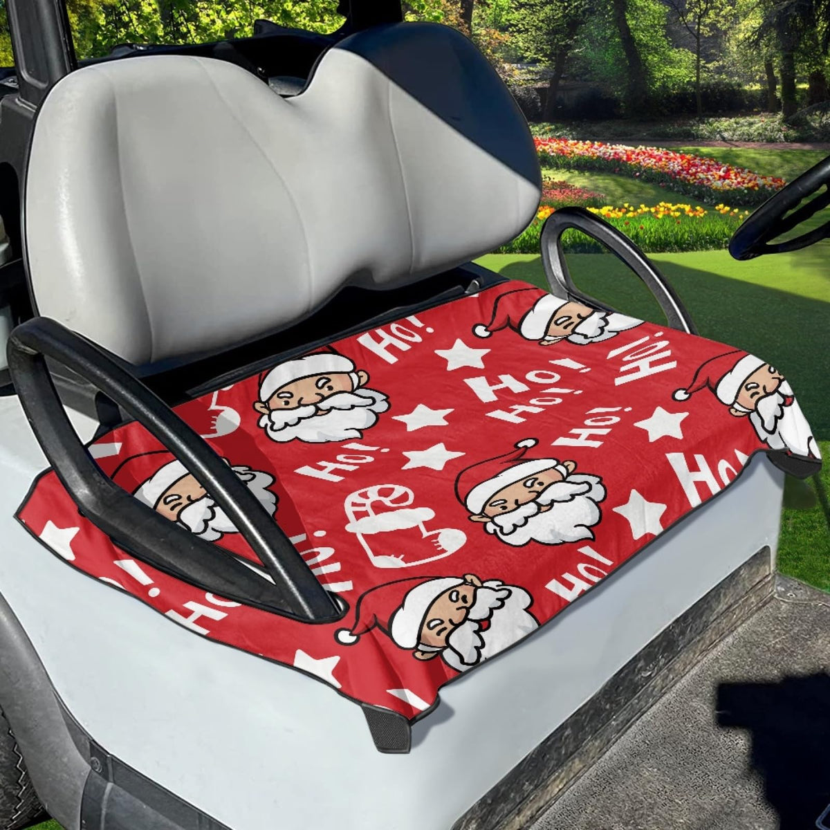 Darisoco Christmas HoHo seat cover for golf cart with festive styling and protection