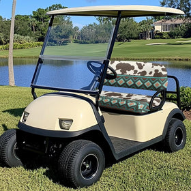 Darisoco cow tribal seat cover easy installation fits Club Car EZ-GO Yamaha.