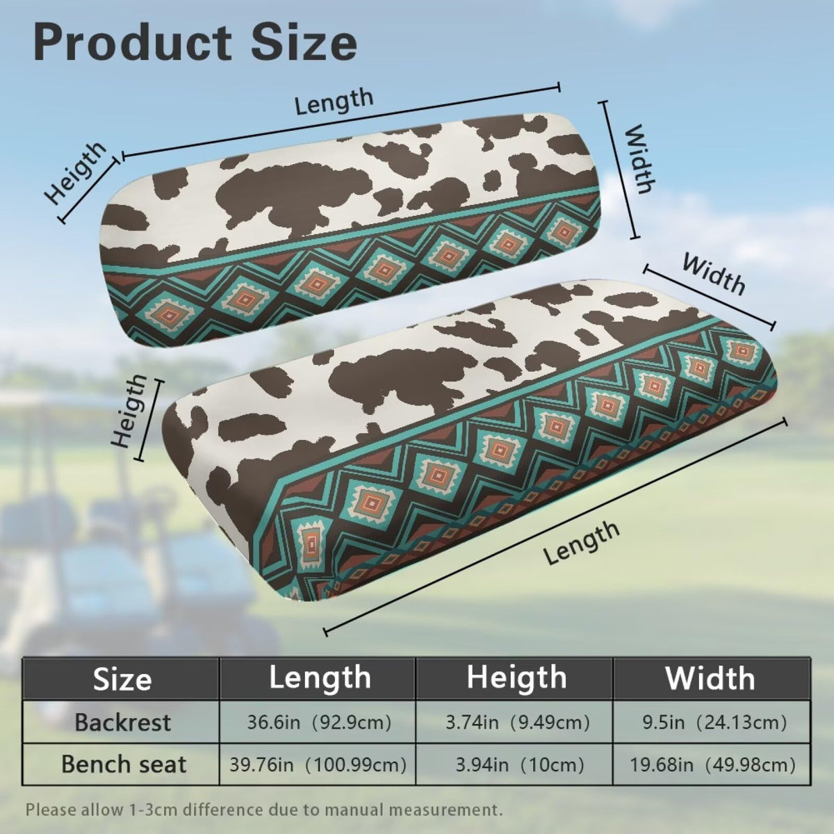 Darisoco cow tribal seat cover protects against spills and pet damage.