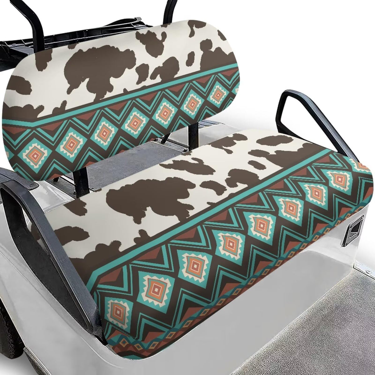 Darisoco cow tribal seat cover waterproof protects against rain and mud.