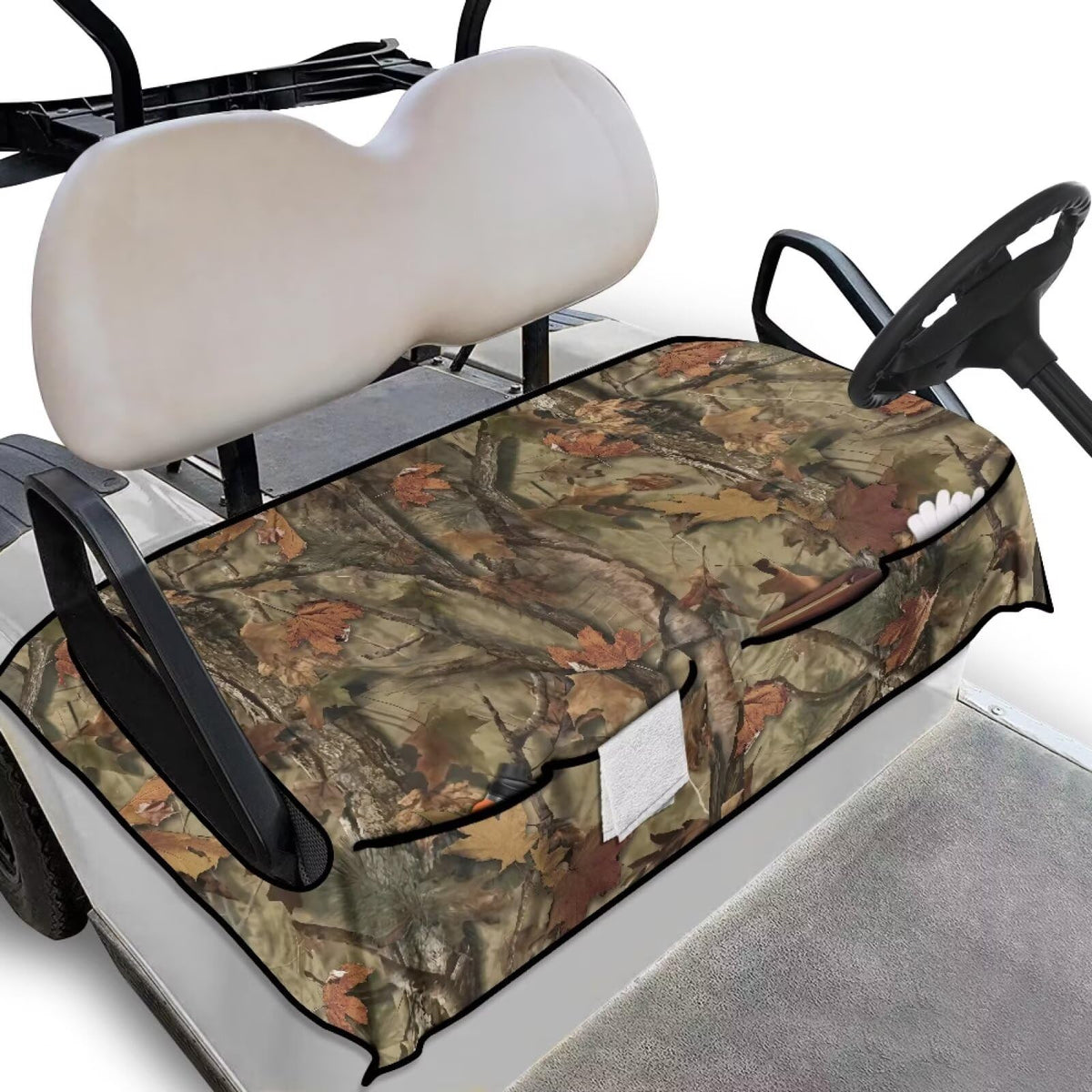 Darisoco Dead Leaves seat cover close-up shows rugged material for durability.