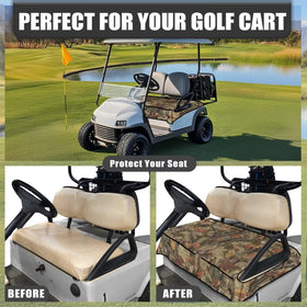 Darisoco Dead Leaves seat cover universal-fit design fits most golf cart armrests.