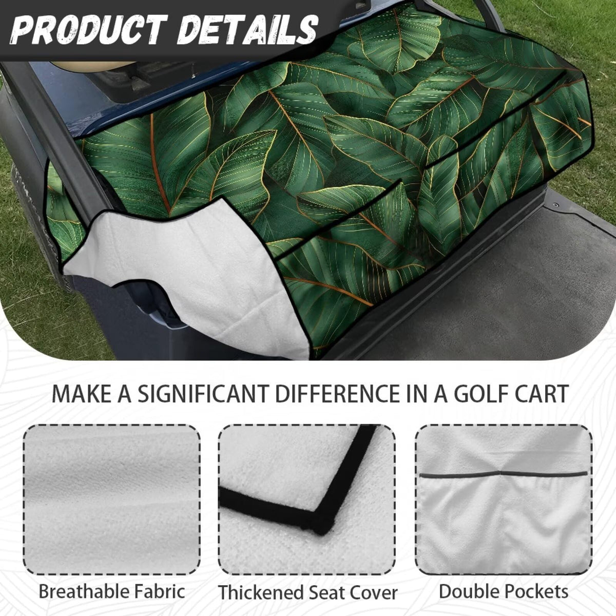 Front pockets of the Darisoco golf cart towel seat in use