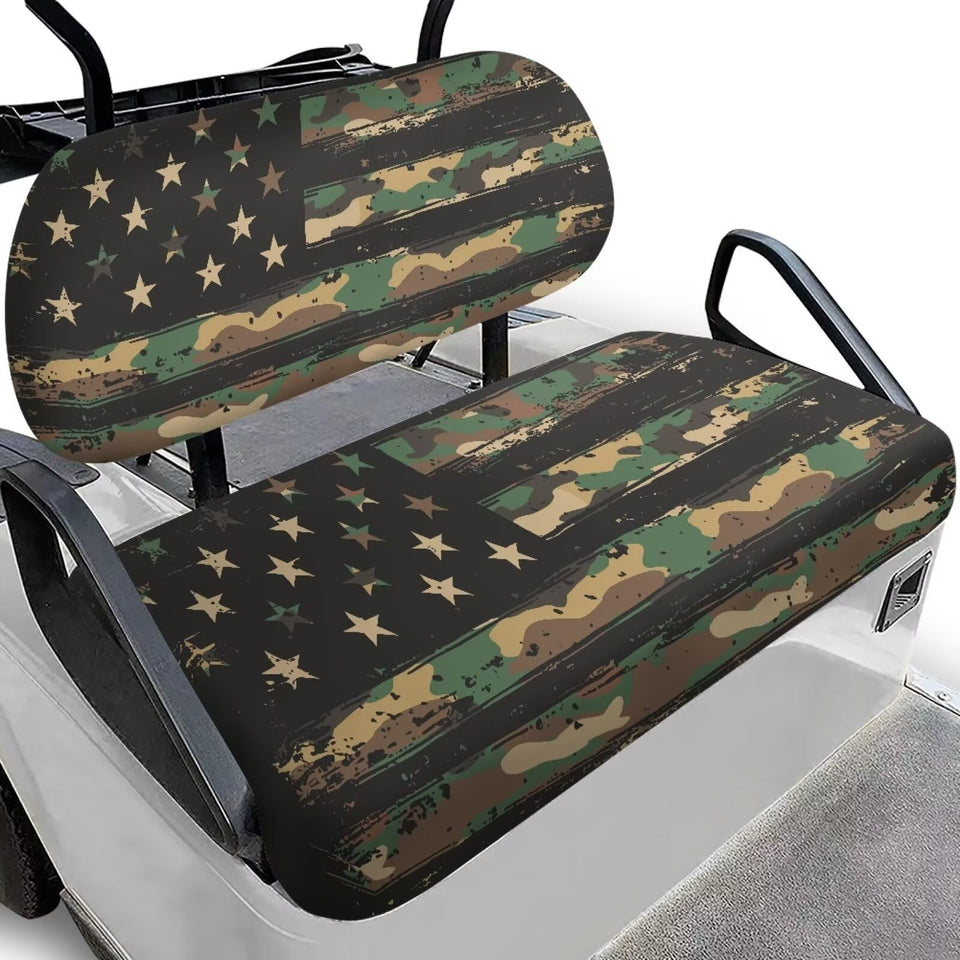 Darisoco Green Camo seat cover waterproof protects Club Car seats from rain and spills.