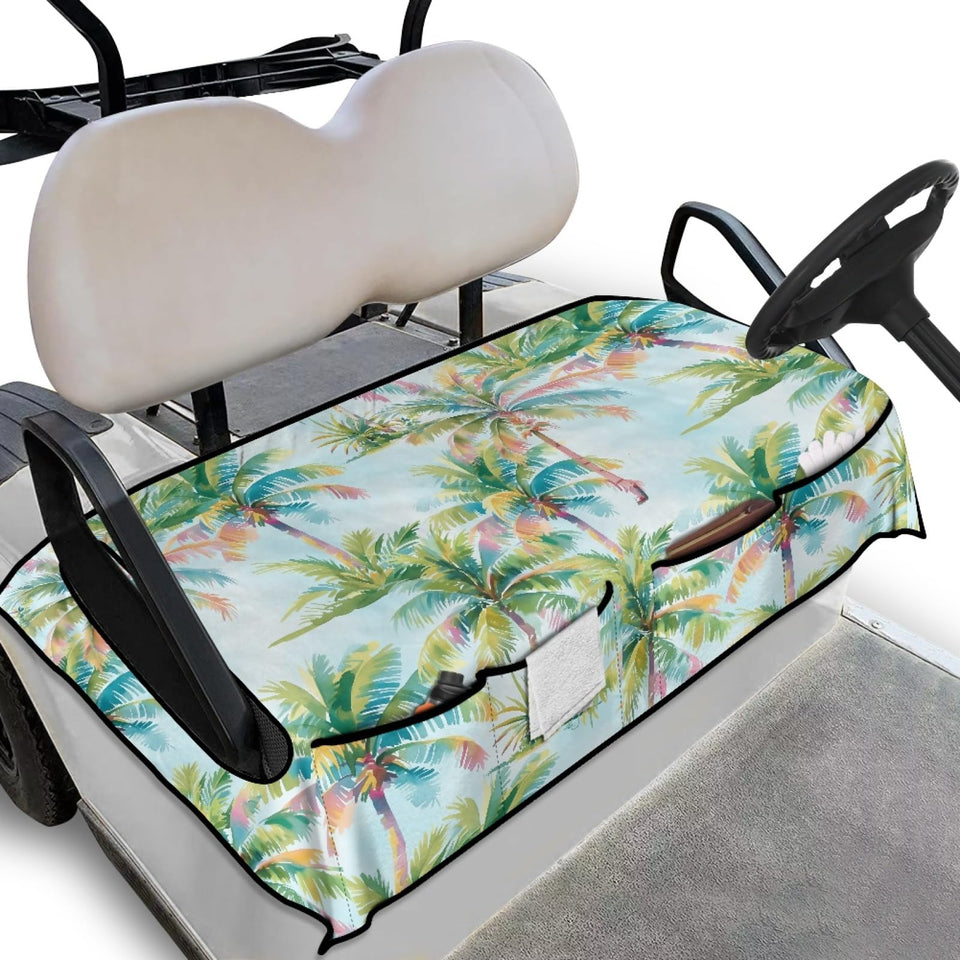 Darisoco Green Palm seat cover and blanket protects golf cart seats.
